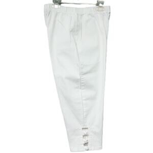 Womens White Capri Pants Denim Co Elastic Waist Pockets Size Small Crop Stretch